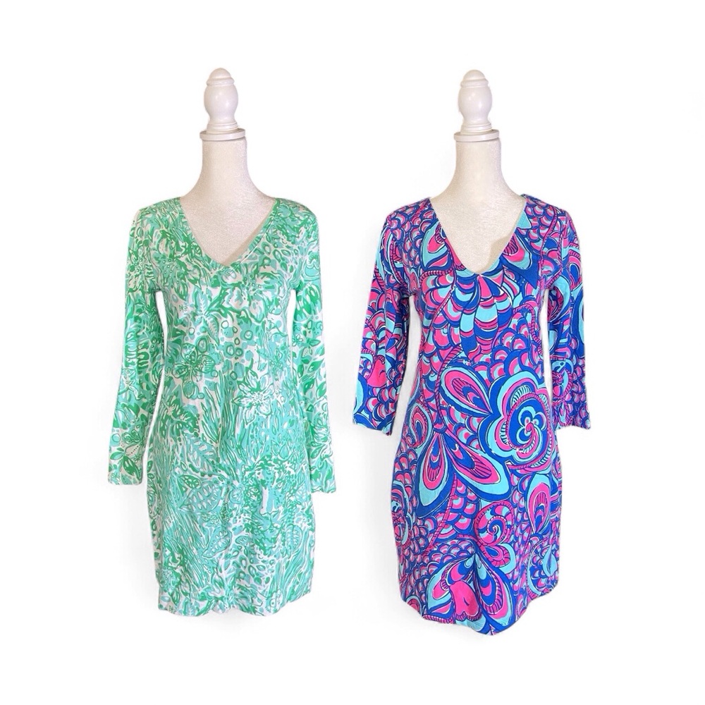 Pair of Lilly Pulitzer cotton spandex colorful minidresses women’s size small